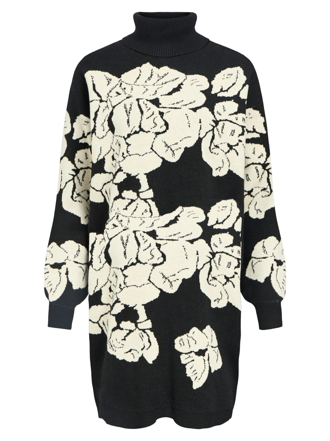 OBJRAY L/S KNIT ROLLNECK DRESS AOP