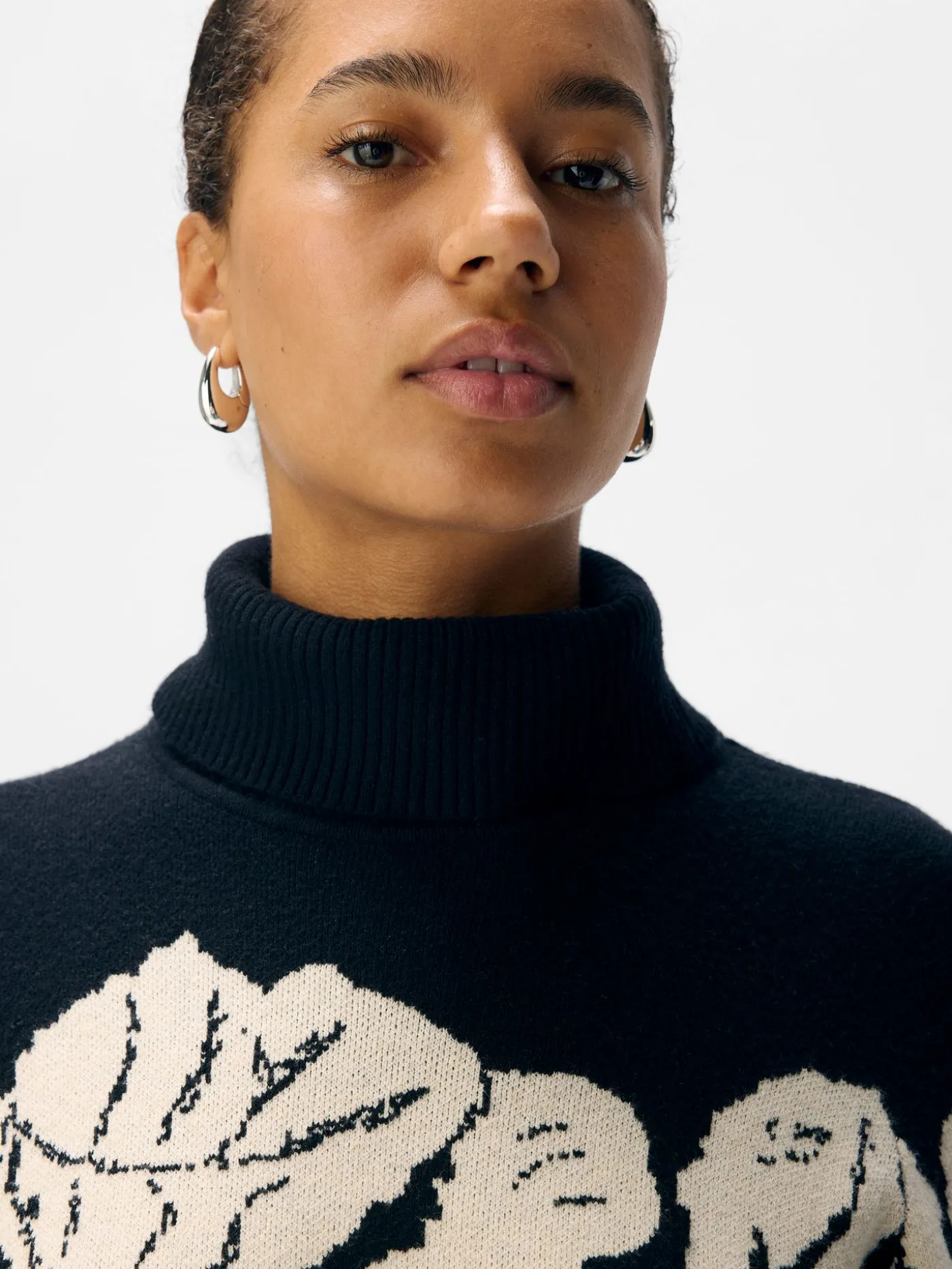 OBJRAY L/S KNIT ROLLNECK DRESS AOP