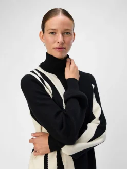 OBJRAY L/S KNIT ROLLNECK DRESS AOP