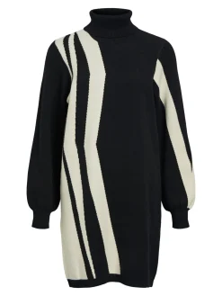 OBJRAY L/S KNIT ROLLNECK DRESS AOP