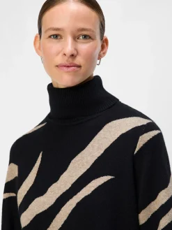 OBJRAY L/S KNIT ROLLNECK DRESS AOP