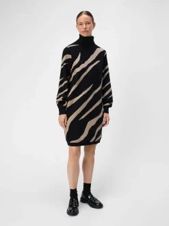 OBJRAY L/S KNIT ROLLNECK DRESS AOP