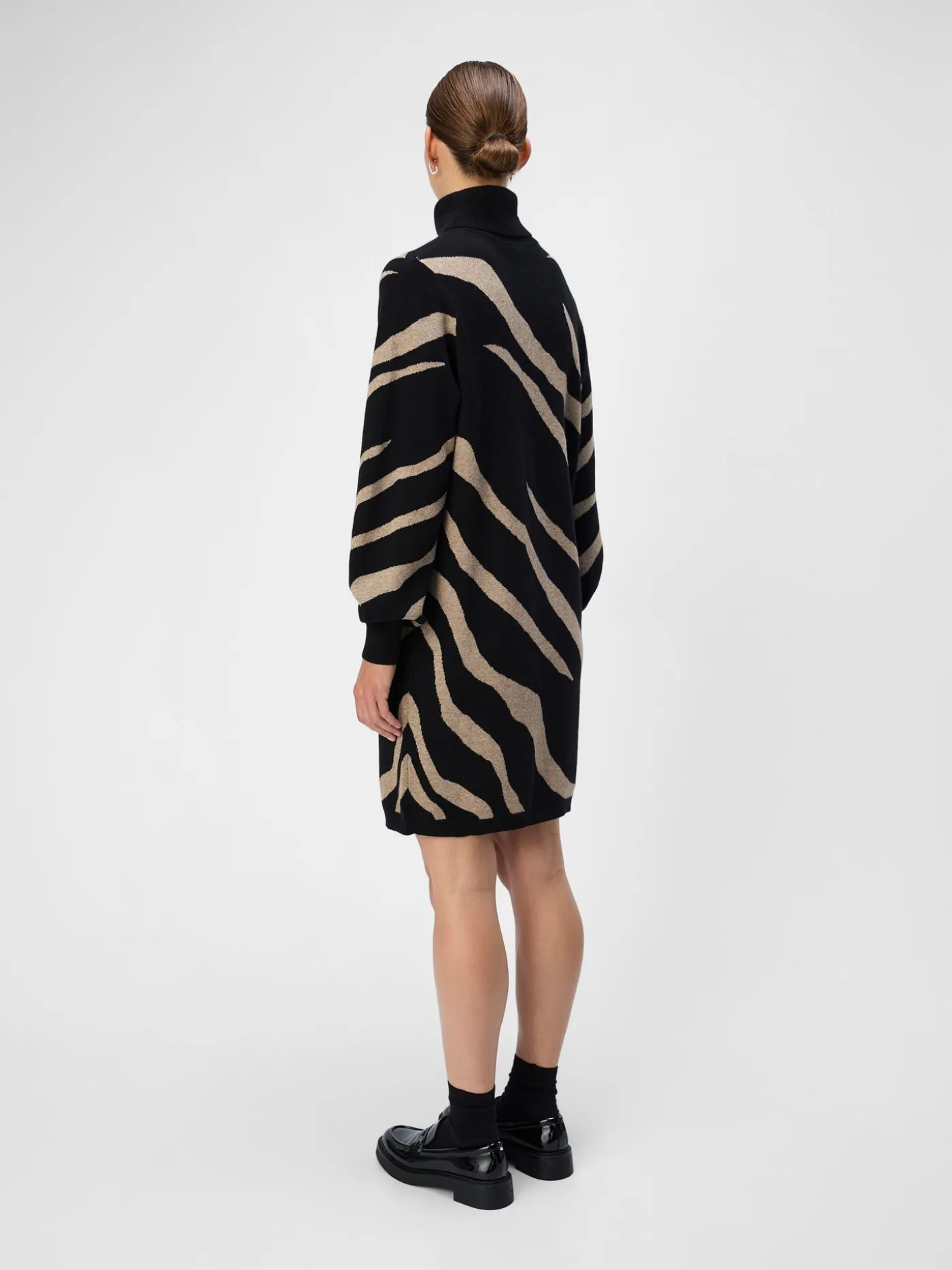 OBJRAY L/S KNIT ROLLNECK DRESS AOP