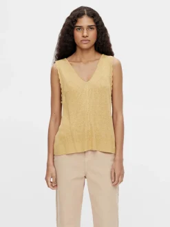 OBJRUTH KNIT S/L TOP PB11 - Cocoon/MEL