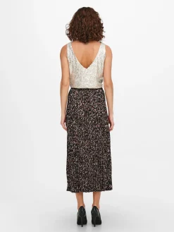 ONLALMA LIFE POLY PLISSE SKIRT AOP - Black/WILD GR