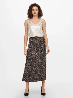 ONLALMA LIFE POLY PLISSE SKIRT AOP - Black/WILD GR