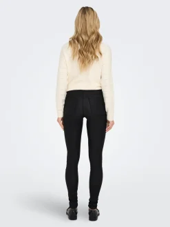 ONLANNE K MID WAIST COATED PNT NOOS - Black