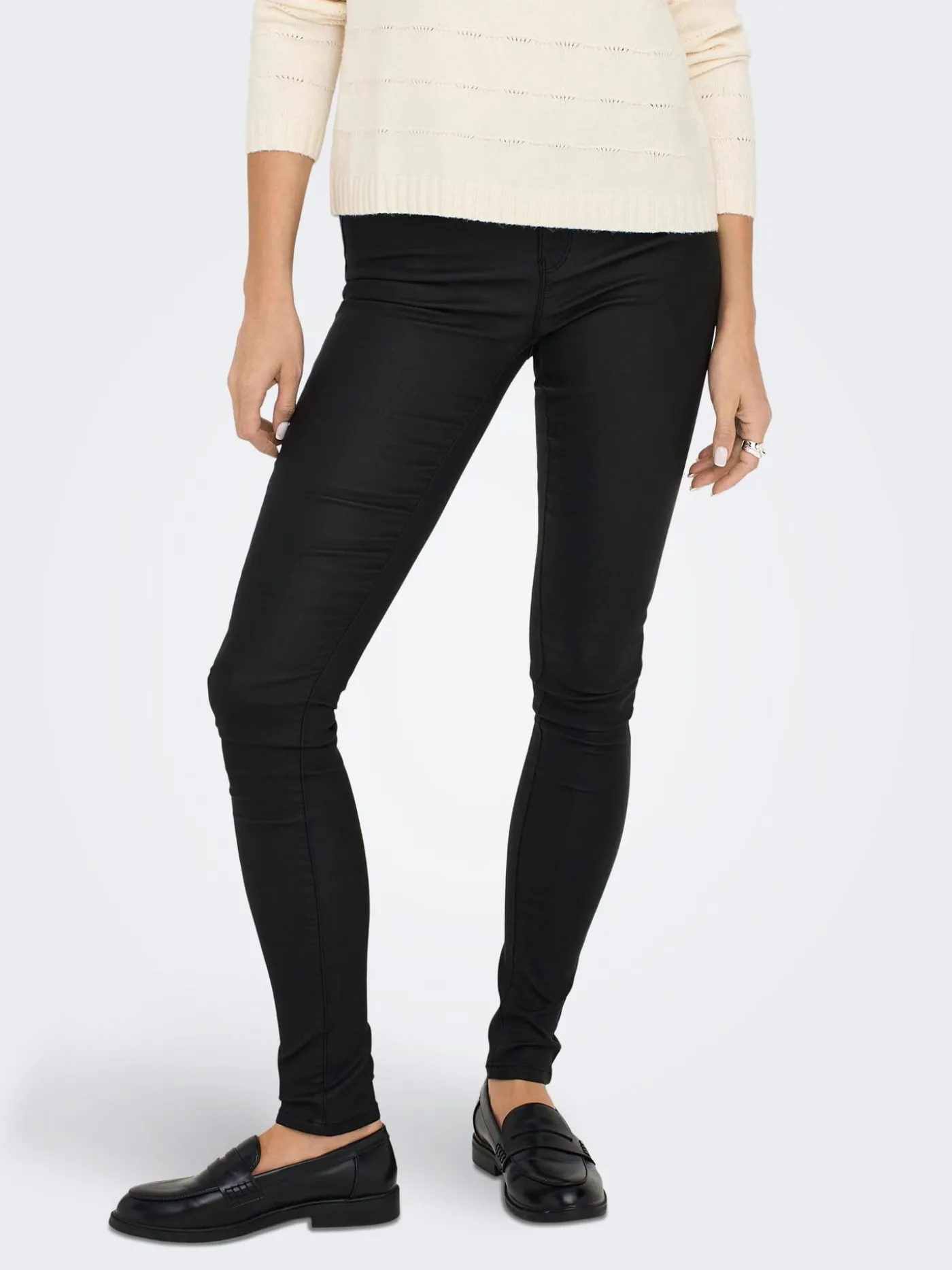 ONLANNE K MID WAIST COATED PNT NOOS - Black