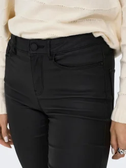 ONLANNE K MID WAIST COATED PNT NOOS - Black