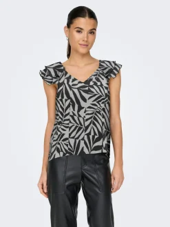 ONLASTA LIFE CAPSLEEVE V-NECK TOP P