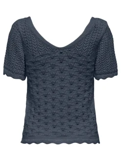 ONLBECCA LIFE SS V-NECK TOP KNT