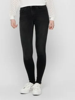 ONLBLUSH LIFE MID ANK RAW REA1099 N - Black Denim