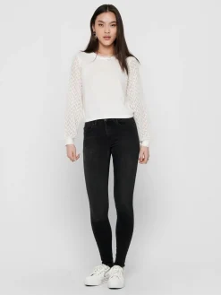 ONLBLUSH LIFE MID ANK RAW REA1099 N - Black Denim