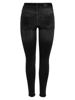 ONLBLUSH LIFE MID ANK RAW REA1099 N - Black Denim