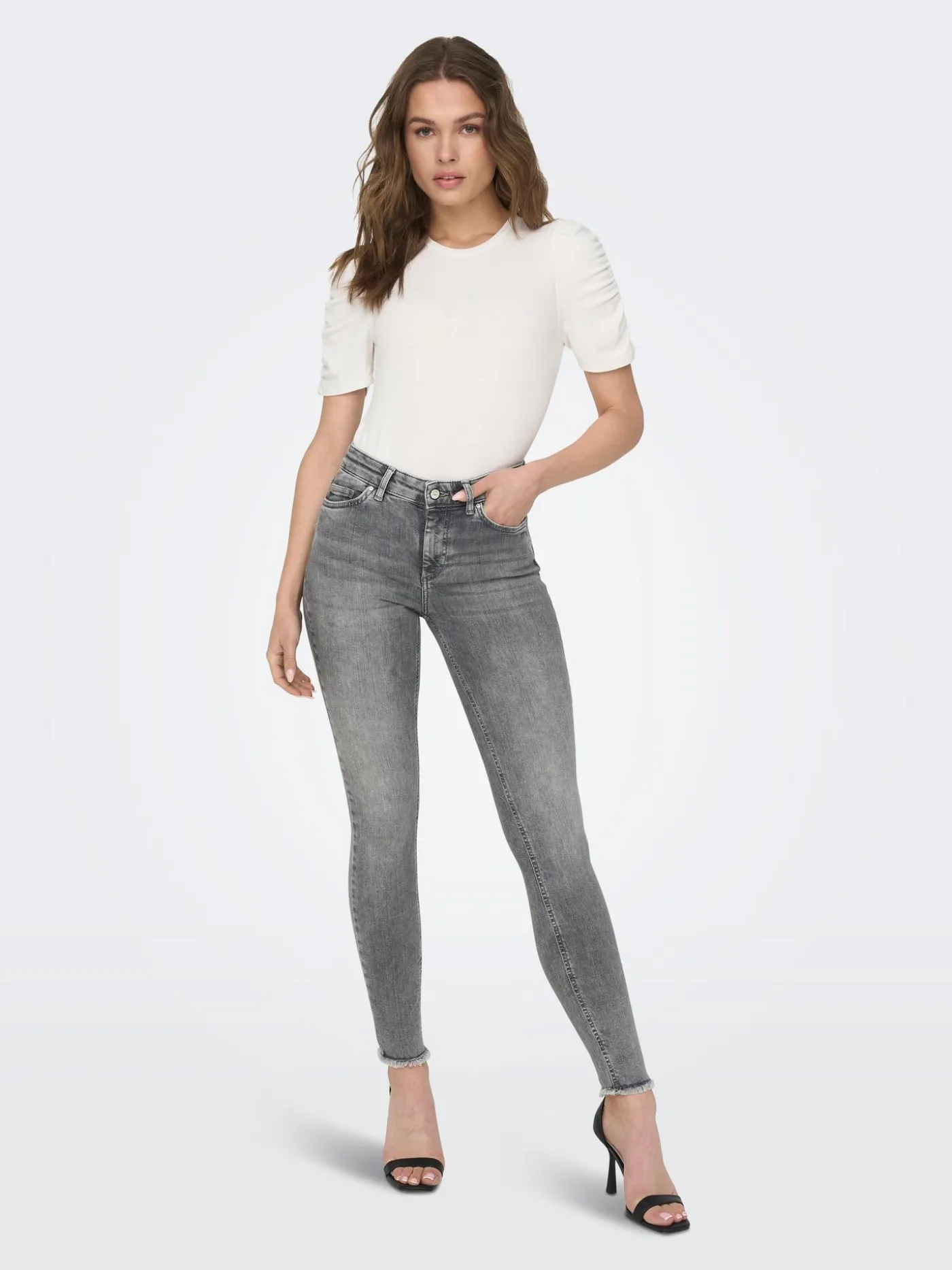 ONLBLUSH LIFE MID SK ANKRAW REA0918 - Grey Denim