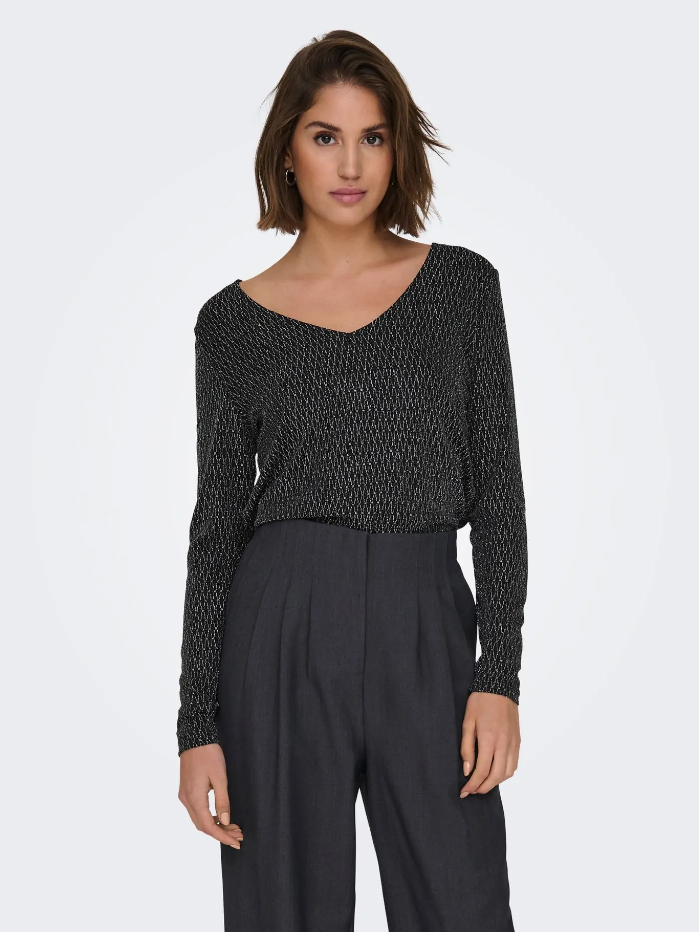 ONLCAROL L/S 2-WAY GLITTER MIX TOP