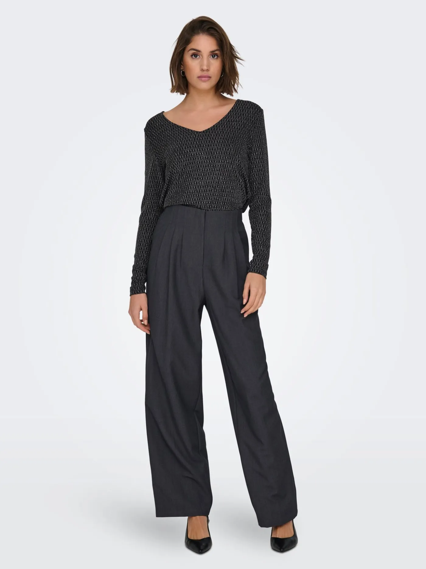 ONLCAROL L/S 2-WAY GLITTER MIX TOP