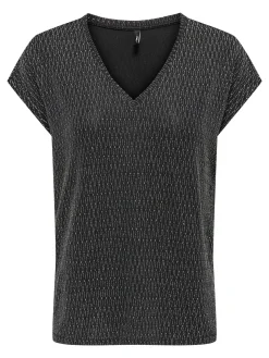ONLCAROL S/S V-NECK GLITTER TOP BOX