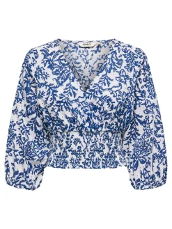 ONLCHANEE 34 SMOCK EMB TOP WVN