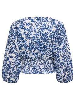 ONLCHANEE 34 SMOCK EMB TOP WVN