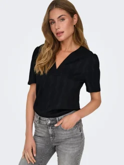 ONLDIA S/S V-NECK PLEAT TOP CS JRS