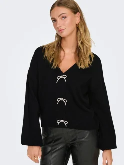 ONLDONNA LS BOW V-NECK KNT