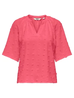 ONLIVANA LIFE 34 DOBBY V-NECK TOP W