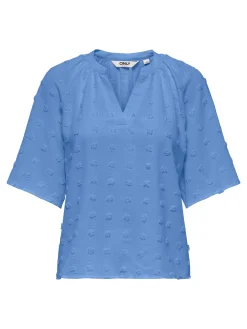 ONLIVANA LIFE 34 DOBBY V-NECK TOP W