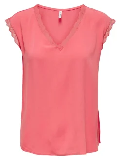 ONLJASMINA S/S V-NECK LACE TOP NOOS