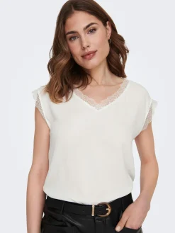 ONLJASMINA S/S V-NECK LACE TOP NOOS