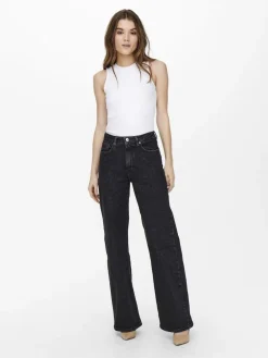 ONLJUICY HW WIDE LEG REA244 NOOS - Black Denim/NAS