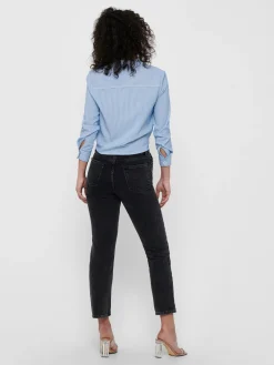 ONLLECEY LS STRIPE KNOT DNM SHIRT N - Cloud Dancer