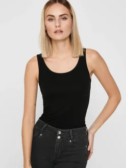 ONLLIVE LOVE LIFE S/L LONG TANK TOP - BLACK