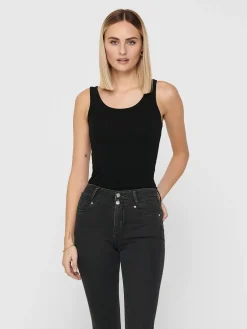 ONLLIVE LOVE LIFE S/L LONG TANK TOP - BLACK