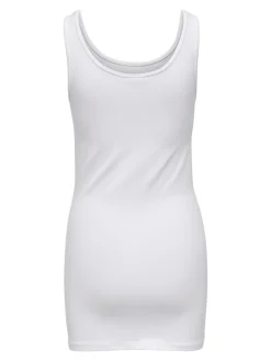 ONLLIVE LOVE LIFE S/L LONG TANK TOP - WHITE