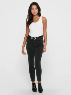 ONLLIVE LOVE LIFE S/L LONG TANK TOP - WHITE