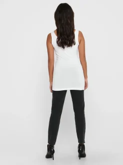 ONLLIVE LOVE LIFE S/L LONG TANK TOP - WHITE