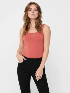 ONLLIVE LOVE LIFE S/L TANK TOP NOOS - Mineral Red