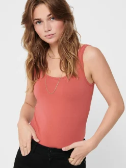 ONLLIVE LOVE LIFE S/L TANK TOP NOOS - Mineral Red
