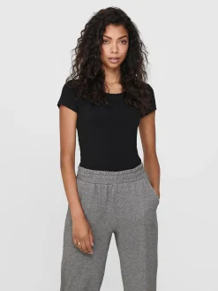 ONLLIVE LOVE LIFE S/S ONECK TOP NOO - Black