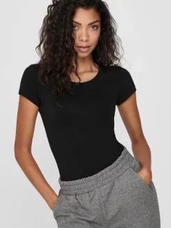 ONLLIVE LOVE LIFE S/S ONECK TOP NOO - Black
