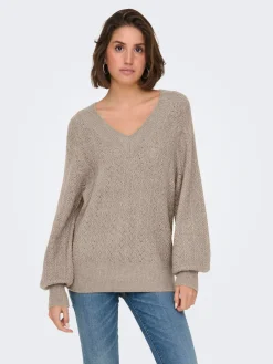 ONLLUCILLA LS GLITTER V-NECK KNT