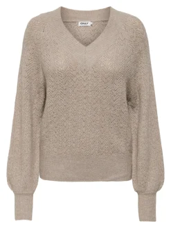 ONLLUCILLA LS GLITTER V-NECK KNT