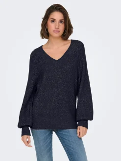 ONLLUCILLA LS GLITTER V-NECK KNT