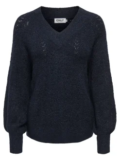 ONLLUCILLA LS GLITTER V-NECK KNT