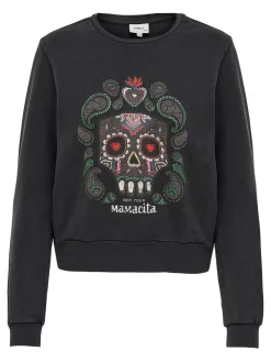 ONLLUCINDA LIFE L/S MEXI BOX SWT - Black/MAMACITA
