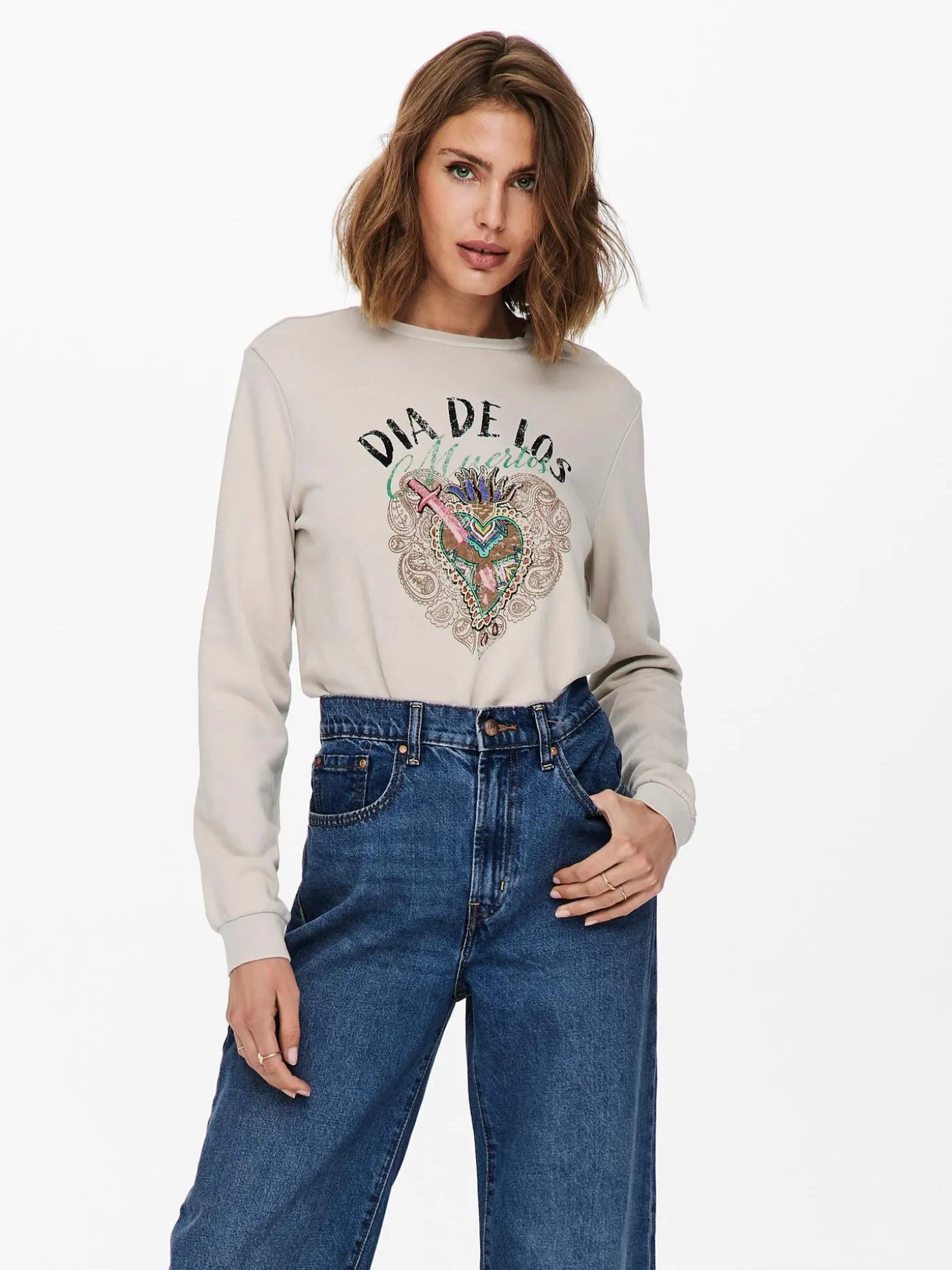 ONLLUCINDA LIFE L/S MEXI BOX SWT - Pumice Stone/DI