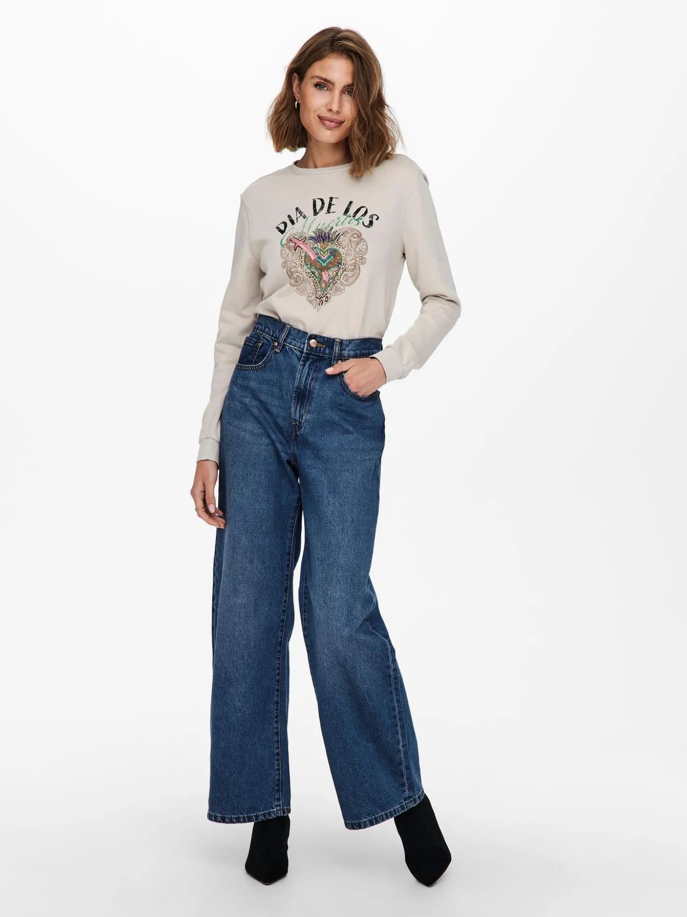 ONLLUCINDA LIFE L/S MEXI BOX SWT - Pumice Stone/DI