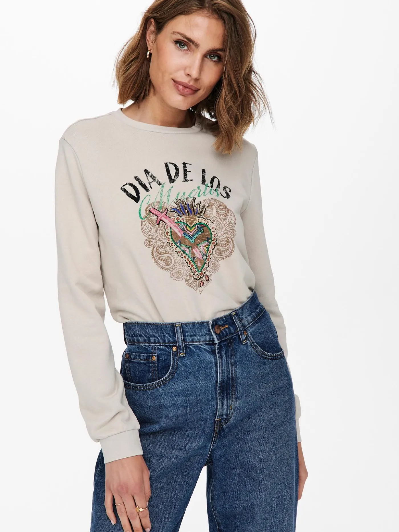 ONLLUCINDA LIFE L/S MEXI BOX SWT - Pumice Stone/DI