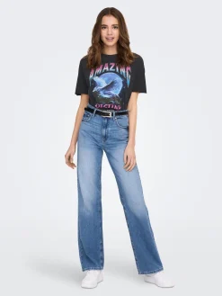 ONLLUCY OVERSIZE S/S WOLF TOP BOX J